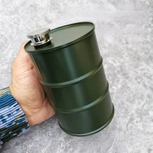 Oil Barrel Wine Jug Outdoor Stainless Steel Thickened Portable Personality Wine Jug Portable Metal Wine Jug with Large Capacity