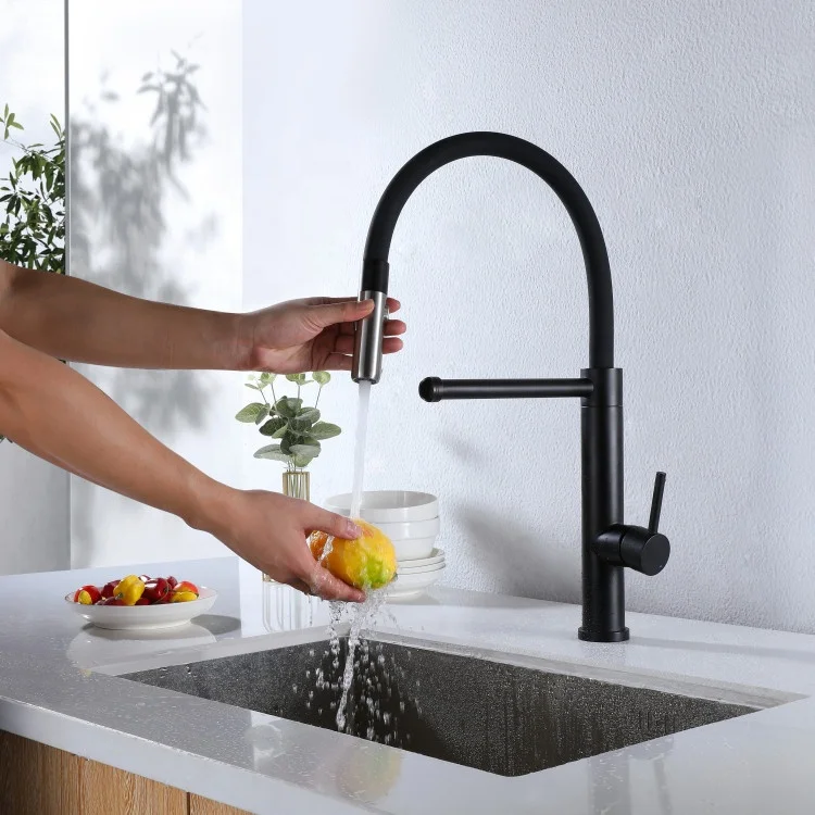 Black High Quality Pull Down Kitchen Sink Faucet Pull out Cold hot water Kitchen Tap Rotatable 1 Handle 1 hole Popular design