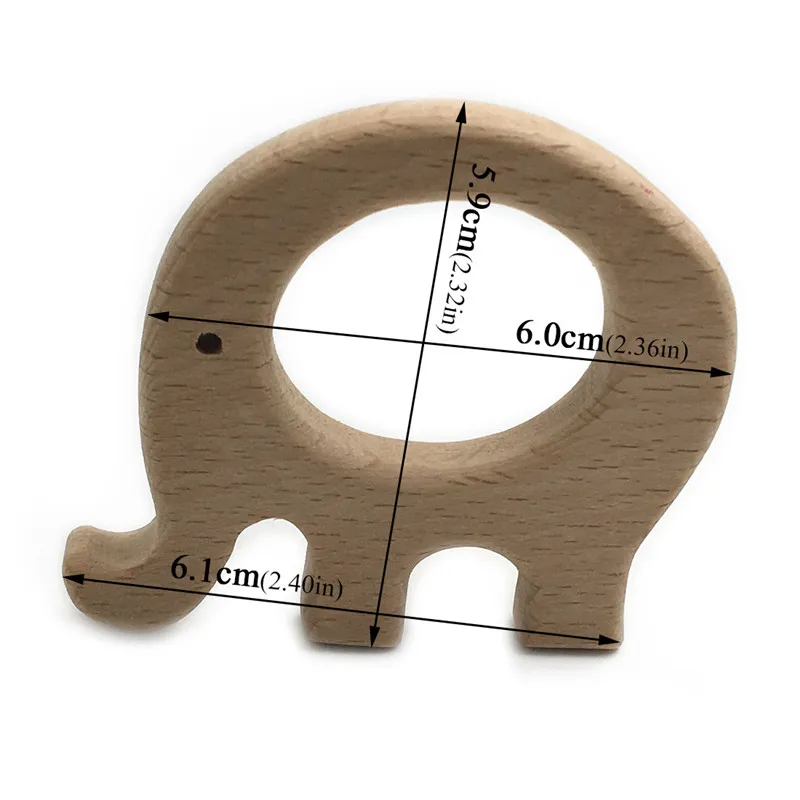 DIY мультфильм Fat Elephant Натуральный Бук Woode Прорезыватель Соска цепь 3C сертификация безопасности Woode зубной прорезыватель для малышей для новорожденных
