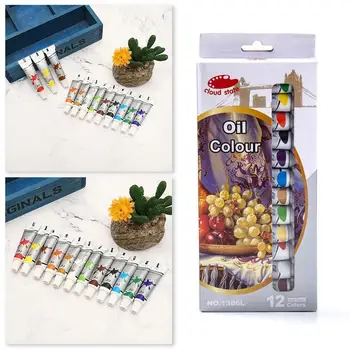 

12 Colors/set Professional Oil Paints Paint Set Pigments Canvas Set Paint 12ml Drawing Pigment Supplies Art For Artist G6X2