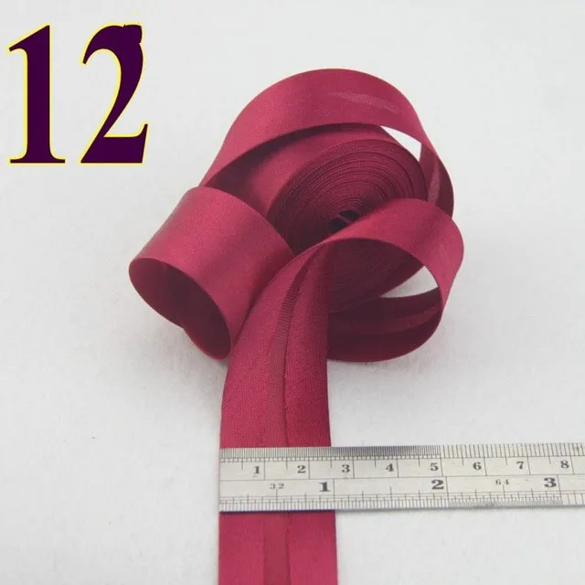 25 мм(") сатиновая яркая проглаженная Однослойная полиэфирная косая лента для привязки скатерти для одежды, стеганое одеяло, аксессуары для шитья - Цвет: 12