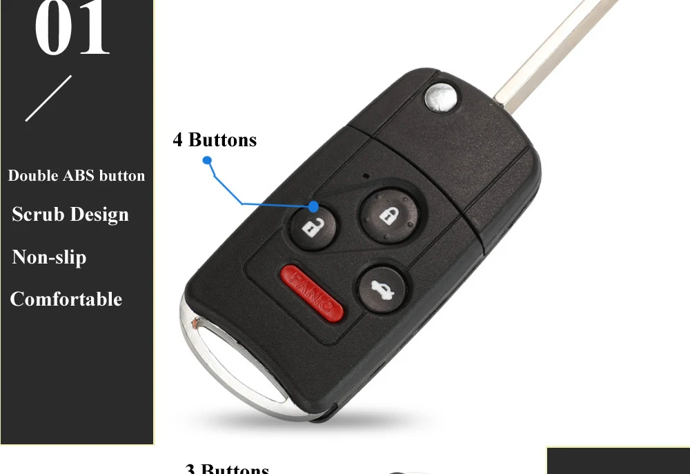 Keyforkess 10pcs Modificato Pieghevole Chiave A Distanza Dell'automobile Borsette di Caso per Honda Accord Fit 2/3/4 Button chiave di vibrazione Della Copertura - H60a81991aab3498898514ee4b1fba173t