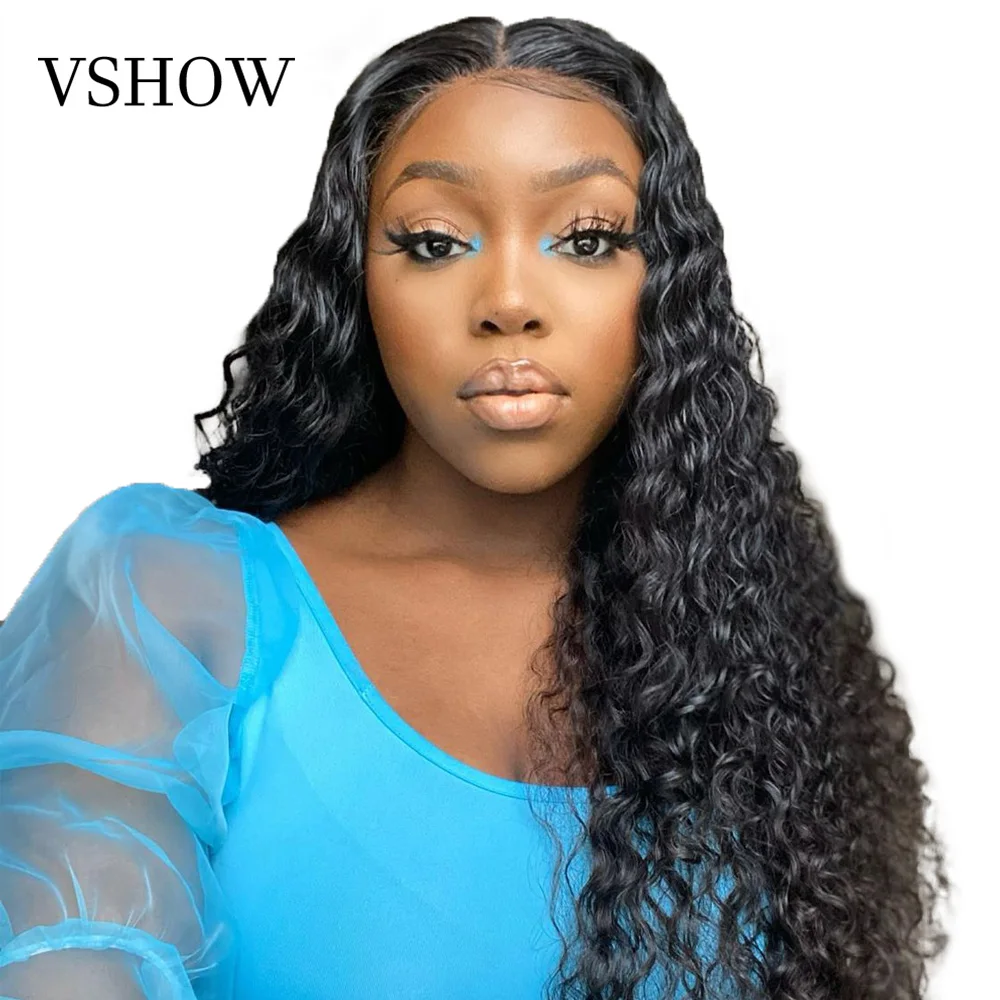 Brazilian Deep Wave 13x4x1 Lace Front Wig Pre Plucked With Baby Hair 4x4 Closure T-Part Human Wigs For Black Women | Шиньоны и парики