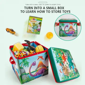 

Game pad crawling carpet And Storage Box Foldable Children Dinosaur Crawling Carpet and Collector Toy Box with 6 Dinasour