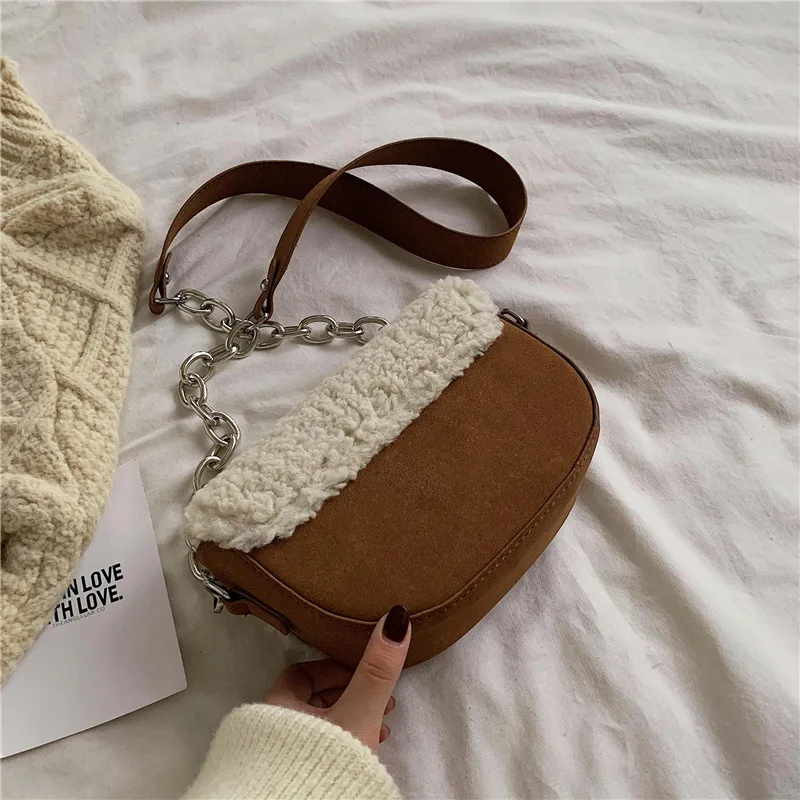 

Vintage Contrast Color Maomao Bag Women's 2019 Autumn And Winter New Style Fashion Shoulder Square Sling Bag Korean-style Casual