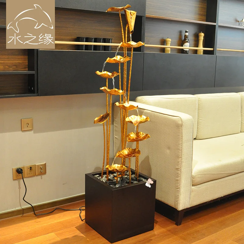 

Light luxury decoration living room metal European ornaments crafts floor circulating water indoor water simple fountain