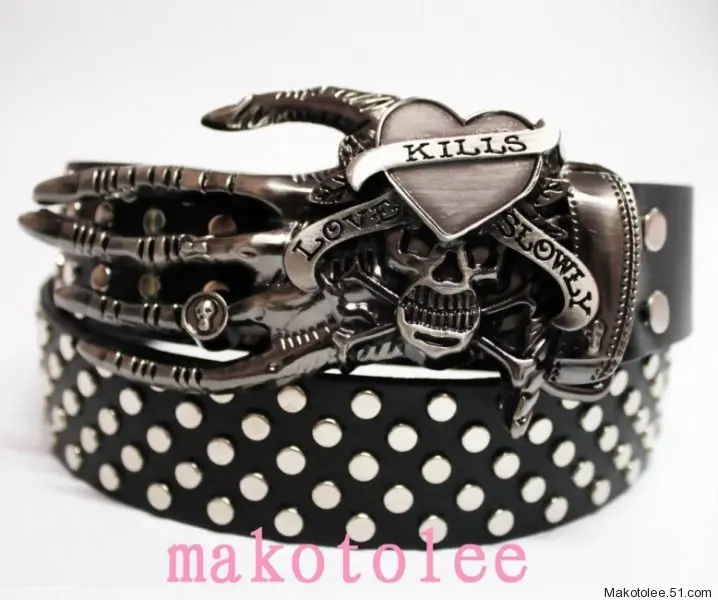 belts designer 2020 Fashion men Punk belt skull street dance full rivet belts heavy metal rock belt Hip hop nightclub skull belt personality holeless belt