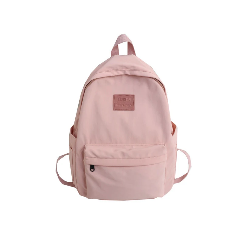 Fresh Girl Backpack Canvas Solid Color College Wind Bag