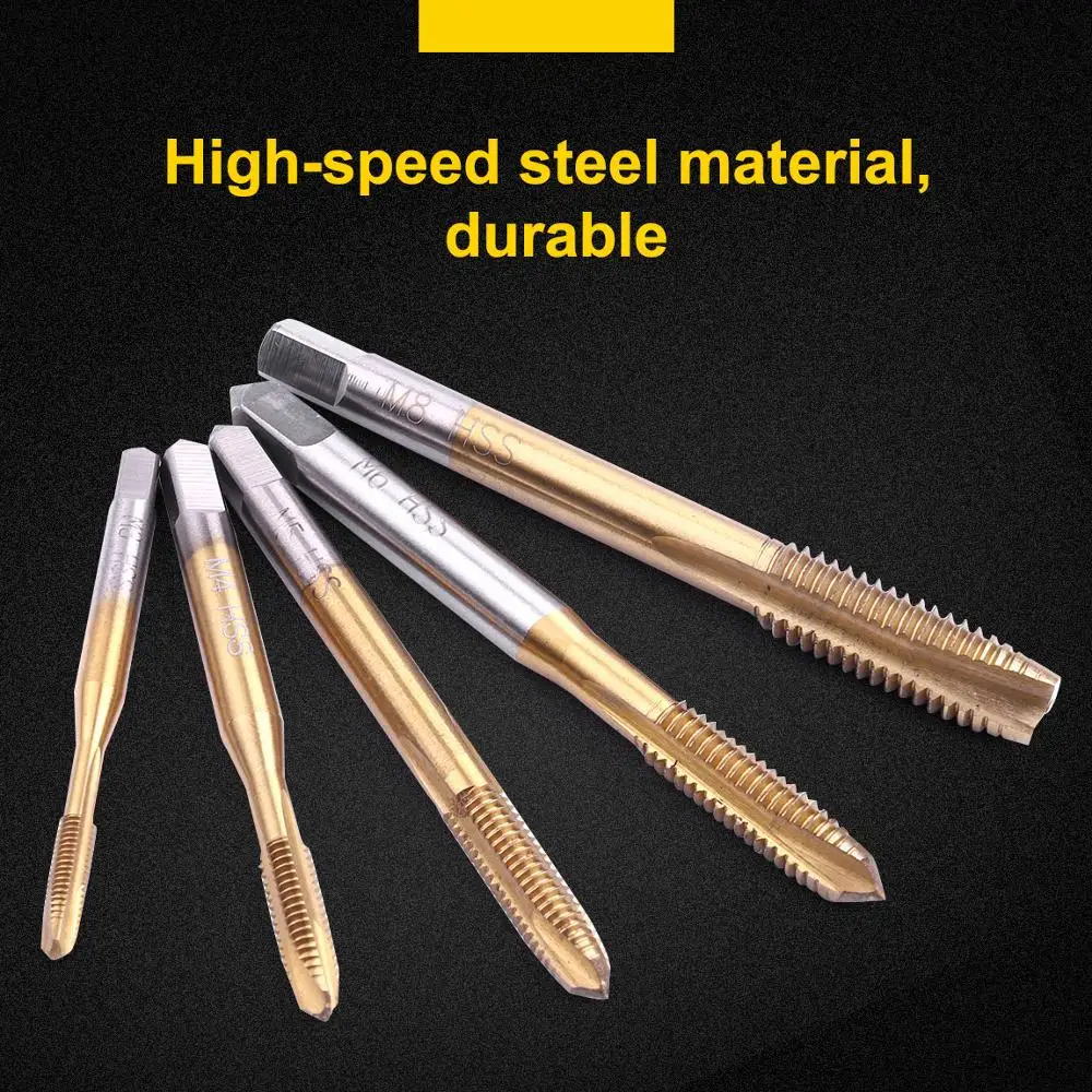 1Pcs HSS M3 M4 M5 M6 M8 Titanium Coated Spiral Point Tap Straight Flute Metric Right Hand Machine Thread Drill M3-M8 | Инструменты