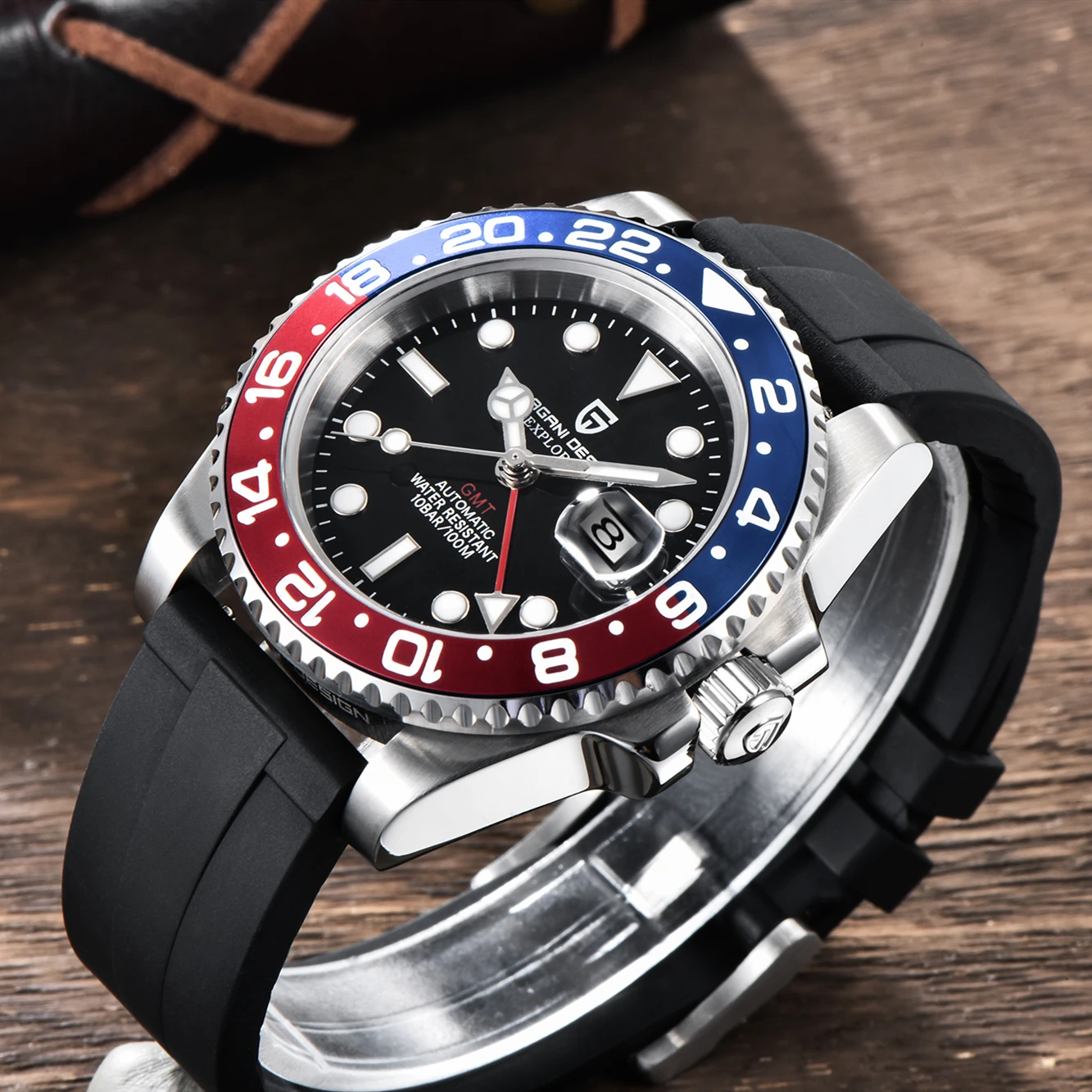 Часы PAGANI DESIGN GMT с резиновым ремешком мужские часы сапфировым стеклом роскошные