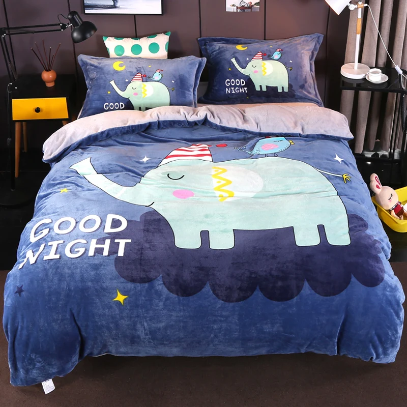 Фланелевый Комплект постельного белья с рисунком динозавра, пододеяльник, простыня и наволочки, 4 шт. в партии, комплекты стеганых одеял королевского размера