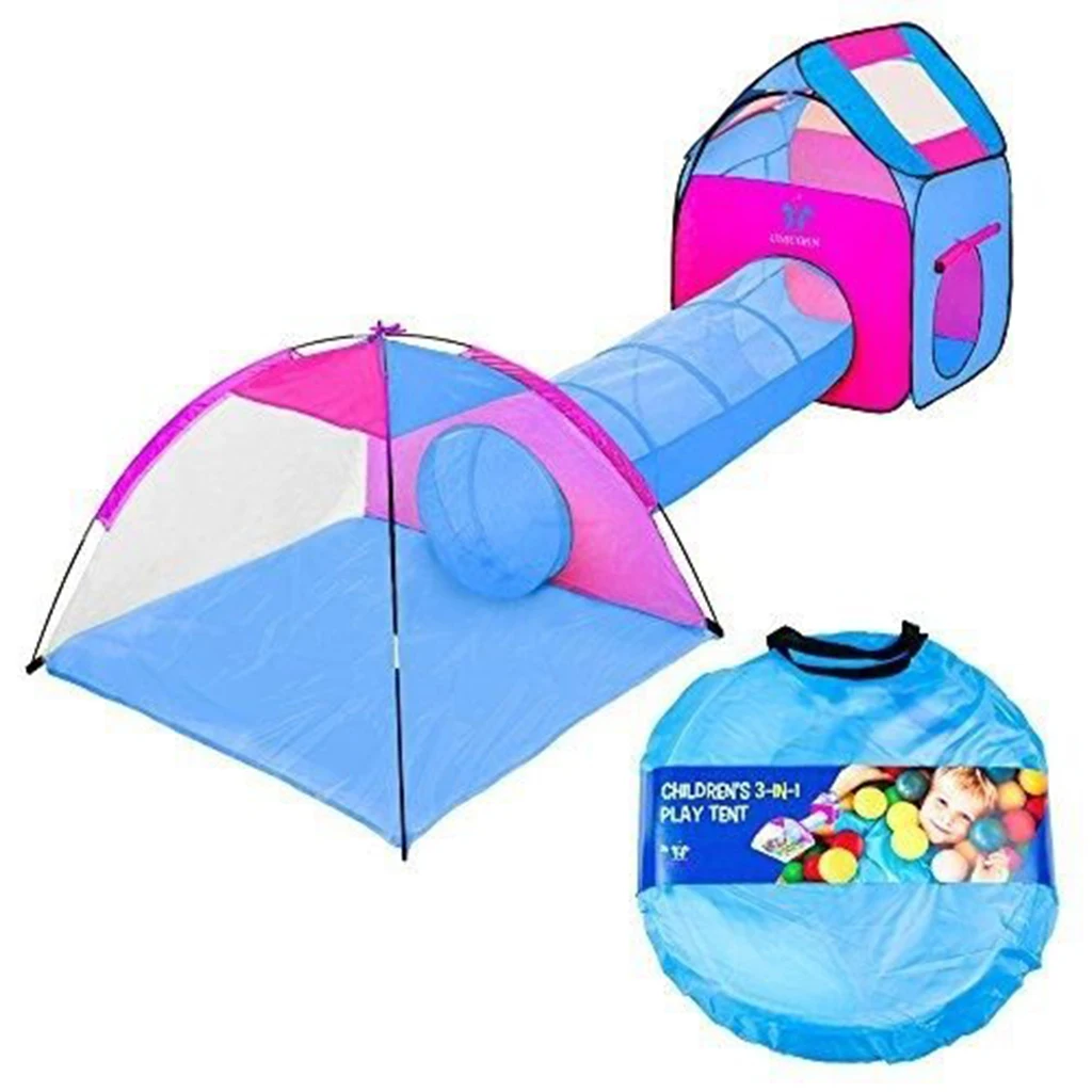3 In 1 Kid Toddler Baby  Up Play Tent Tunnel Toy Playhouse Castle Games