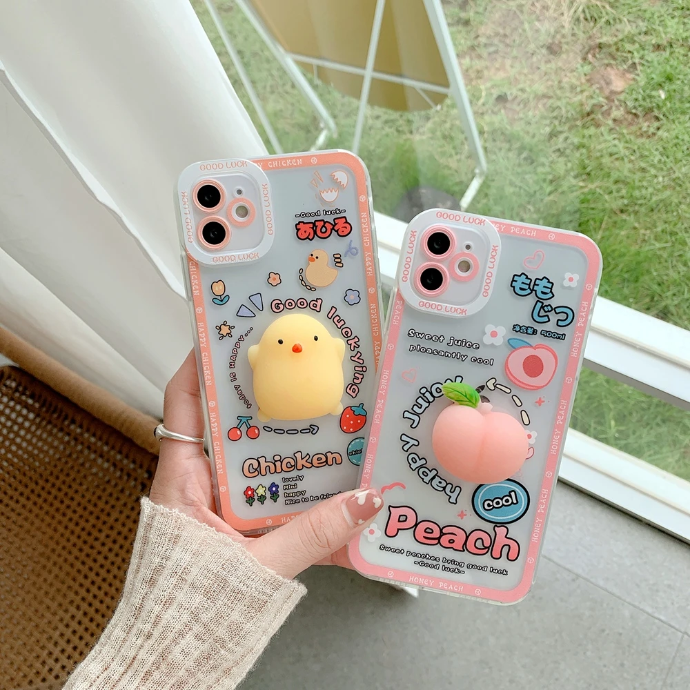 3d Cute Carton Chicken Straight Edge Phone Case For Iphone 11 12 Pro Max Xr Xs X 7 8 Plus Squishy Soft Cover For Iphone 13 Pro Mobile Phone Cases Covers Aliexpress