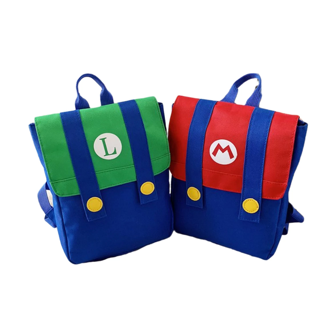 

Adult children's animation game Luigi brothers children's Backpack Red Blue M letter schoolbag gift