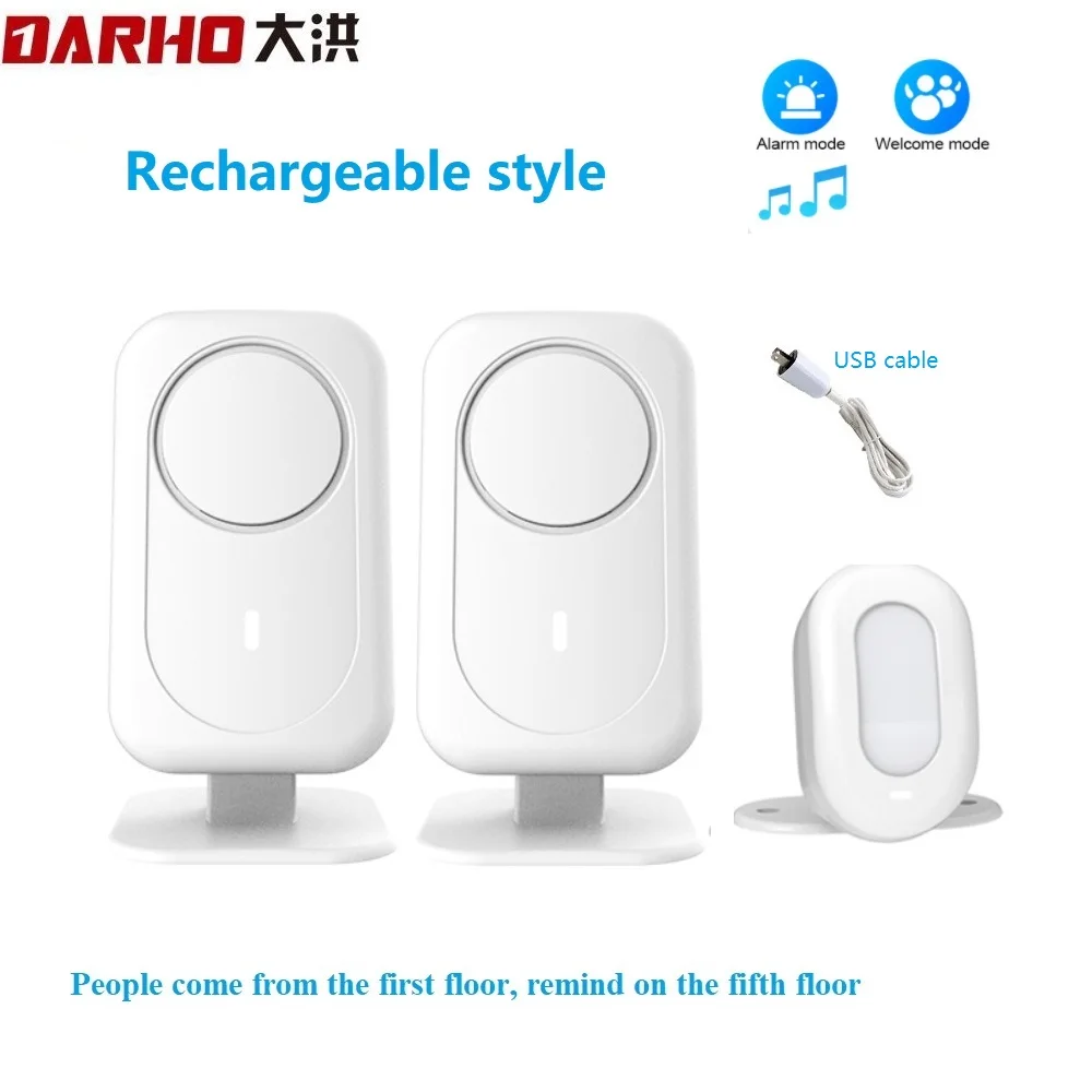 5 Languages Welcome Device Alert Shop Store Wireless Infrared IR Motion Sensor Door Bell Entry Doorbell Anti-theft Alarm Darho