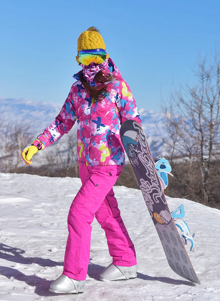 Зимний костюм для женщин, зимняя куртка и брюки, женская верхняя спортивная одежда, пальто, водонепроницаемый лыжный горный сноуборд, лыжный костюм для девочек