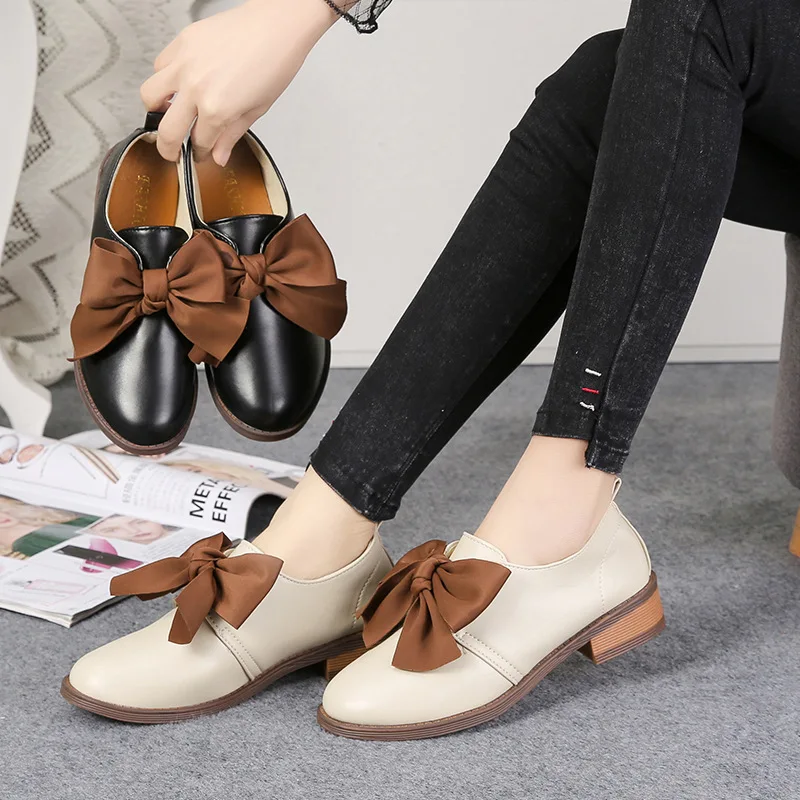 

2020 new spring Vintage Women Lace Up classic Square Pointed Toe High Heel British Style Oxfords Low Top Student Shoes J13-50