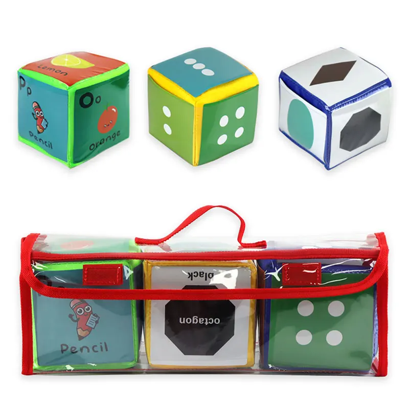 Set 4 Dadi Morbidi Con Tasche Trasparenti: Gioco Educativo Fai Da Te Per Bambini - 2