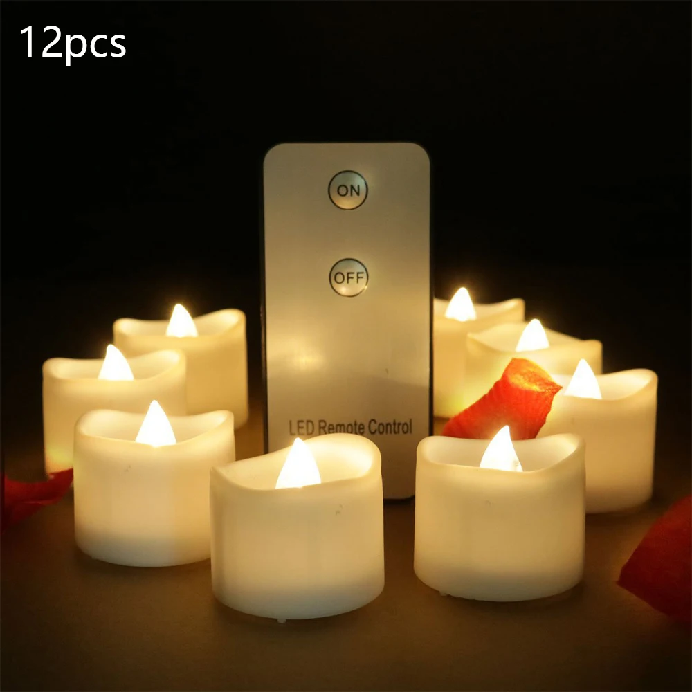 12pcs cold white 12 В/24 предмета в комплекте Led лампы в форме свечи светильник с пультом дистанционного управления Управление Батарея приведенный в действие Чай светильник свечи год одежда для свадьбы, дня рождения Чай светильник s - Цвет: 12pcs cold white
