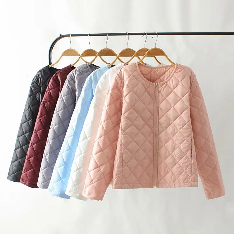

Plus Size Casual Short Parkas Autumn Winter Women Clothing Fashion Loose Argyle zipper thin warm Padded Coats