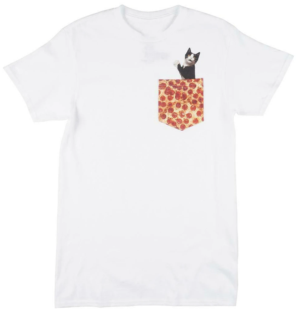 Alab Pizza Kucing Saku Kaos Pria Putih Lucu Desain Kaos T Shirt Aliexpress