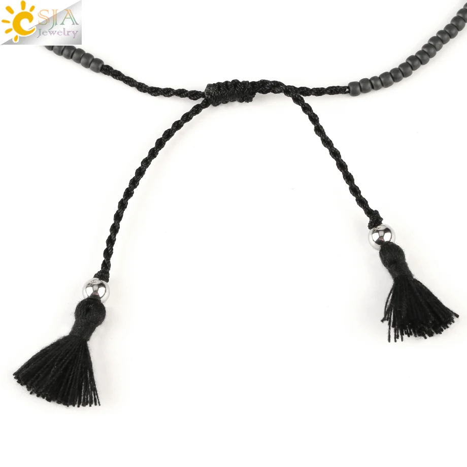 CSJA Trendy Japan Bracelets Toho Beaded Bead Miyuki Bracelet for Women Round Beads Adjustable Tassel Charms Pulsera Jewelry S499 - Image 6
