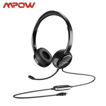 

Mpow PA071 AUX Wired Headset With Noise Reduction In-line Control Protein Memory Earmuff With Mic for Skype Computer Call Center