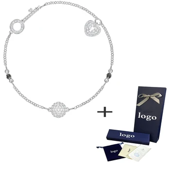 

SWA Exquisite New Heart-shaped Crystal Silver Key Lock Magnetic Bracelet Elegant Ladies Luxury Jewelry Unique Retro