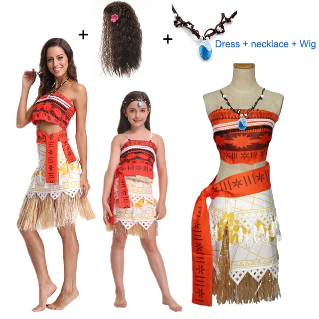 Roupa Vestido Da Moana Adulto Feminina Com Colar Do P Ao Gg