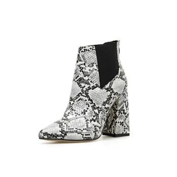 

Thick High Heels Women Ankle Boots Pointed Toe Footwear Female PU Patent Leather Ladies Boot Shoes Woman 2020 Black