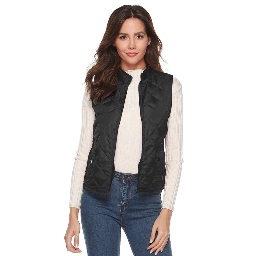 Jaycosin 2019 Winter Warm Casual Leisure Waistcoat Coat Women Thick Solid Color Jackets Comfortable Sleeveless Jacket Coat 31#4