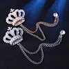 Korean Luxury Rhinestone Crown Brooch Pin Tassel Lapel Pins Suit Shirt Collar Badge Corsage Brooches for Men Jewelry Accessories ► Photo 2/6