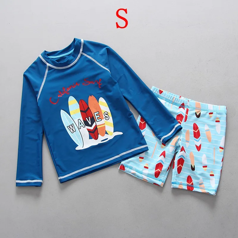 SIZE S - 8276 BLUE UPF50+ купальный костюм для детей, Детский купальный костюм из двух предметов с принтом Рашгард, детские купальники с длинными рукавами - Цвет: SIZE S - 8276 BLUE