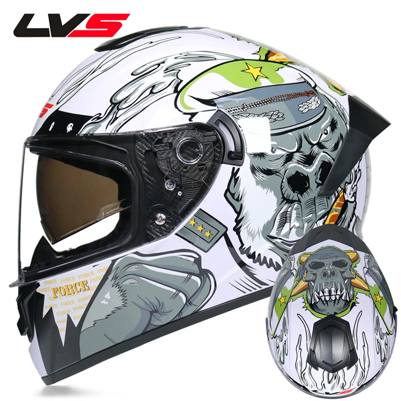 Полнолицевые гоночные шлемы зимний теплый двойной козырек мотоциклетный шлем мотоциклетный спортивный шлем - Color: a3