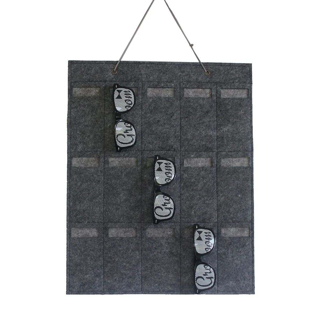 

Multi Pouches Organizer Wall Felt Home Hanging Holder Keys Living Room Sunglasses Storage Bag Display Stand Eyewear Pocket