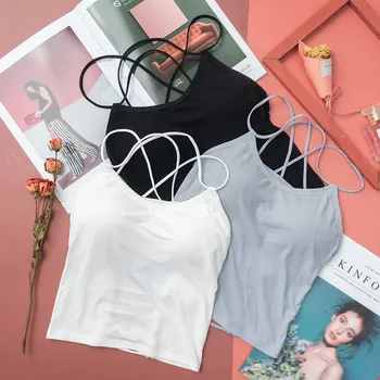 

Summer Sleeveless Tank Top Women Camis Intimates Seamless Crop Top Underwear Sexy Lingeries Padded Camisole