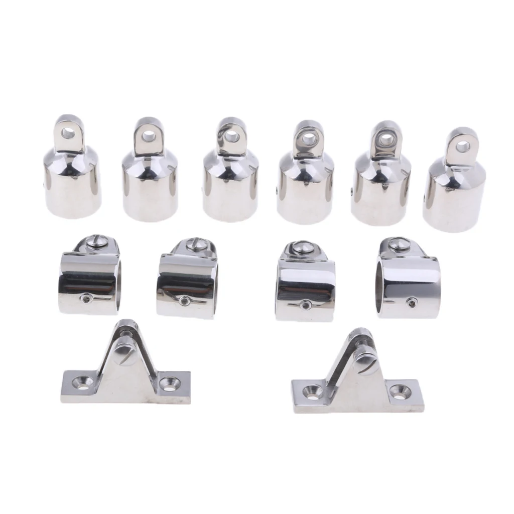 13pcs Stainless Steel 3-Bow 1'' Bimini Top Boat Fittings Marine Hardware