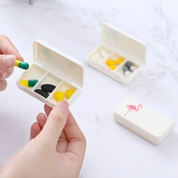 

3 Lattices Mini Organizer Case Pill Box Tablet Flamingo Cactus Leaf Pill Case Dispenser Medicine Boxes Dispensing Medical Kit
