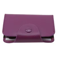 Purple Unisex Business Card Holder Bag Unisex PU Leather Card Wallet Men Women Mini Bank Credit Card Passport Holder Wallet 6 Choices - Color: Purple