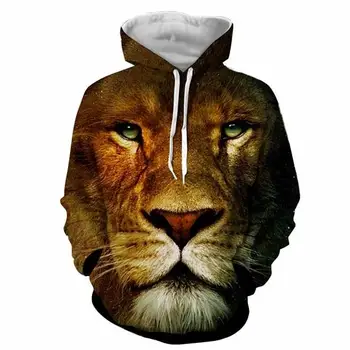 

High quality new lion head animal 3D printing men's hoodie pullover hip hop sweatshirt loose comfortable breathable pullover