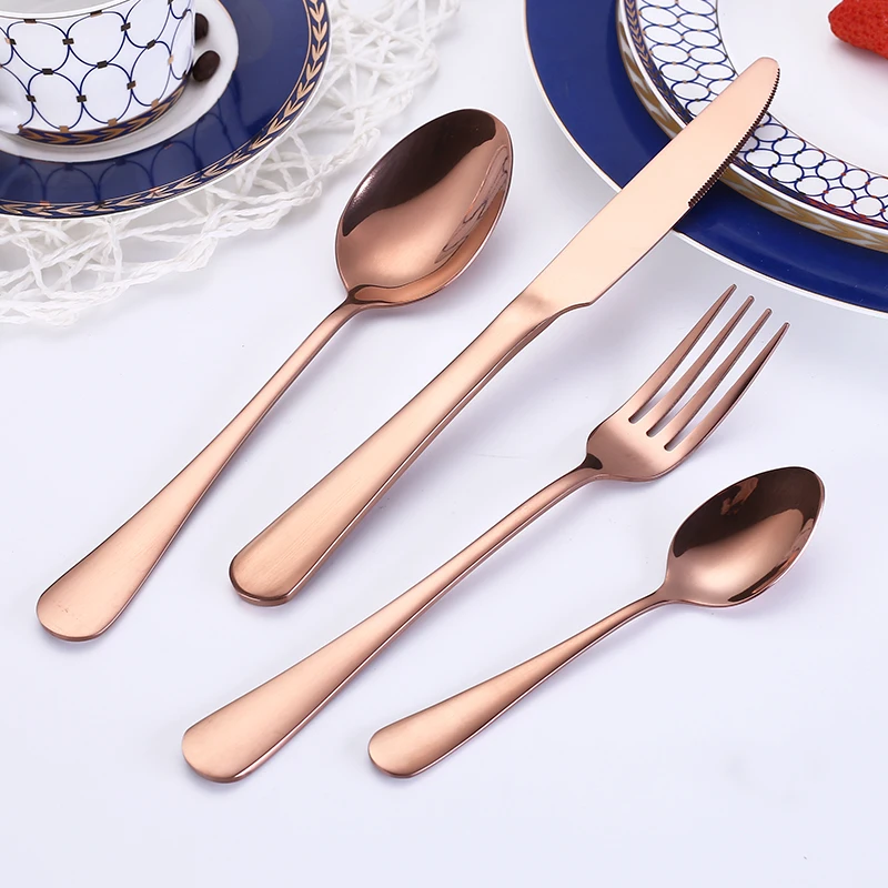 Tablewellware Stainless Steel Rose Gold Cutlery Forks Knives Spoons Dinner Set Tableware Fork Spoon Knife Dropshipping 2020 | Дом и сад