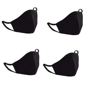 

4PC Protective Mask Dustproof Anti Pollution Protective Mascarillas Cotton Breathable Mouth Mask Reusable Masque Lavable Black