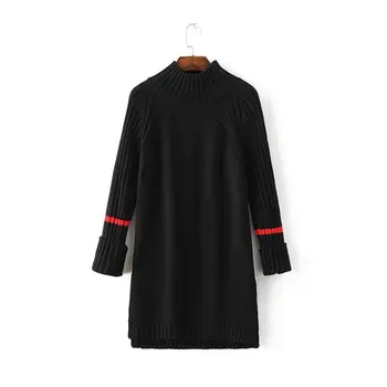 

Turtleneck Long Sweater Women Slim Elastic Elegant Socialite Autumn Winter Sweater Knitted Dresses Basic Black Sweaters