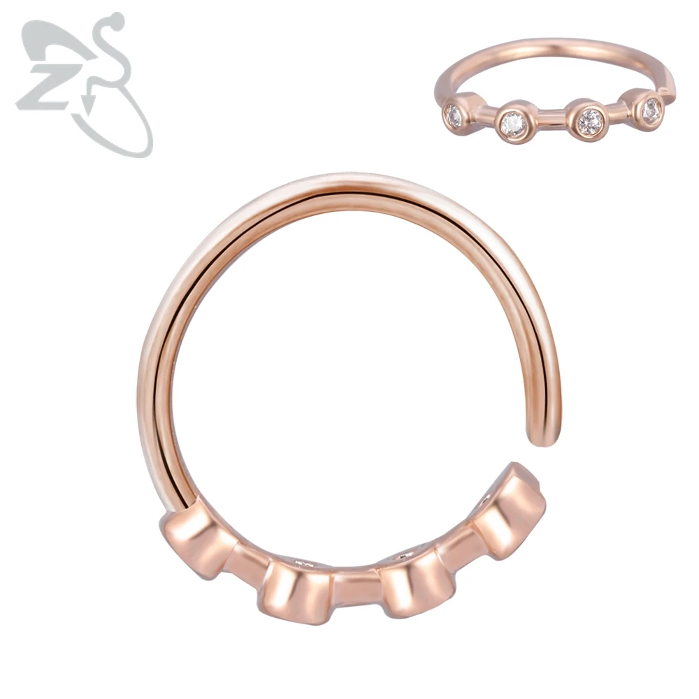 ZS 1 шт. септо Нос Кольца Daith Кристалл пирсинг для ушного козелка серьги Septum Helix кликер кольца Конч Rook пирсинг ювелирные изделия - Окраска металла: Style5