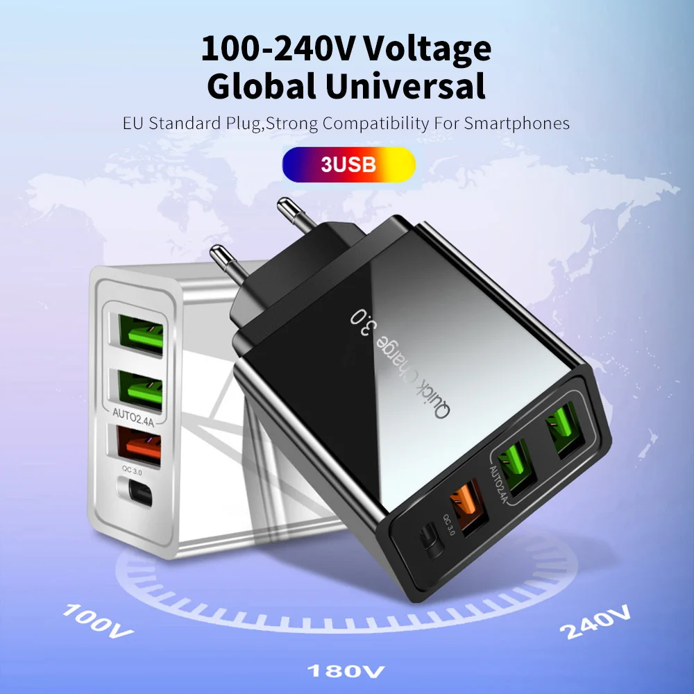 Marjay 48 Вт Быстрая зарядка 4 0 3 USB зарядное устройство EU US PD мобильный телефон для iphone