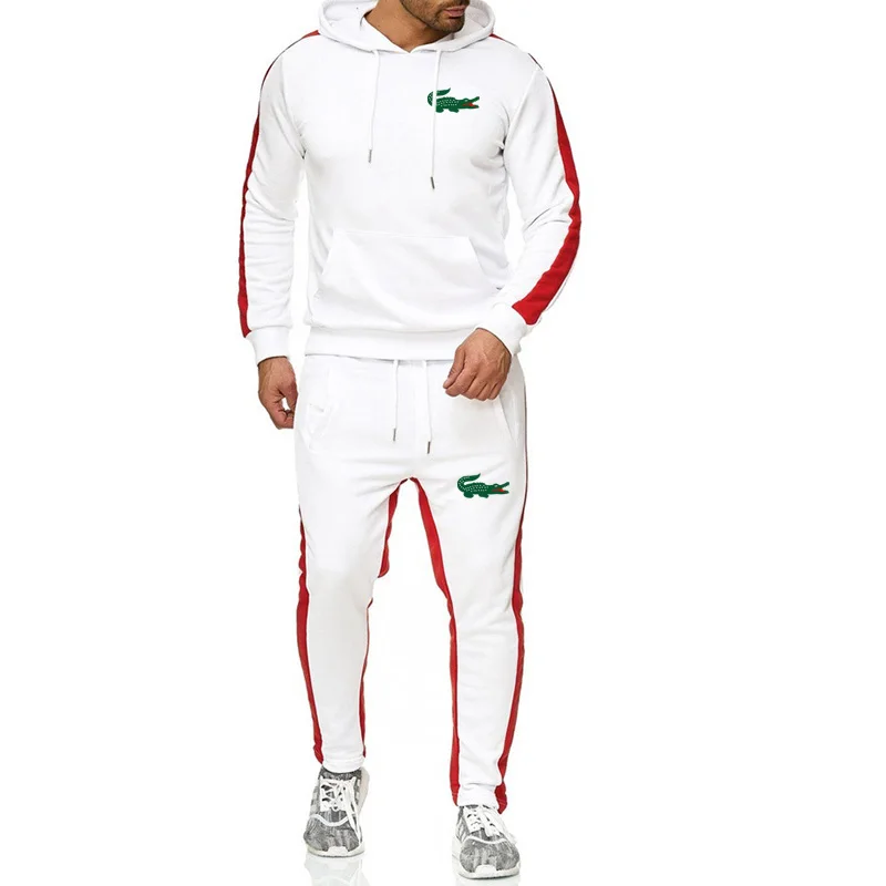 Брендовый мужской спортивный костюм с крокодилом chandal hombre, толстовка с капюшоном+ спортивные штаны, теплая флисовая Мужская спортивная одежда, плотный костюм 3XL - Цвет: 14