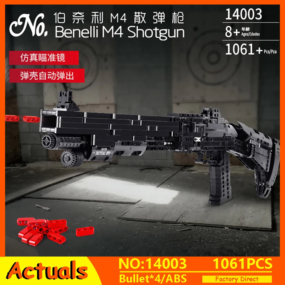 

MOC Military Series Gun The Benelli M4 Super 90 Weapon Model Automatic Gun Building Blocks Bricks PUBGed Gun DIY Toys Kids Gifts