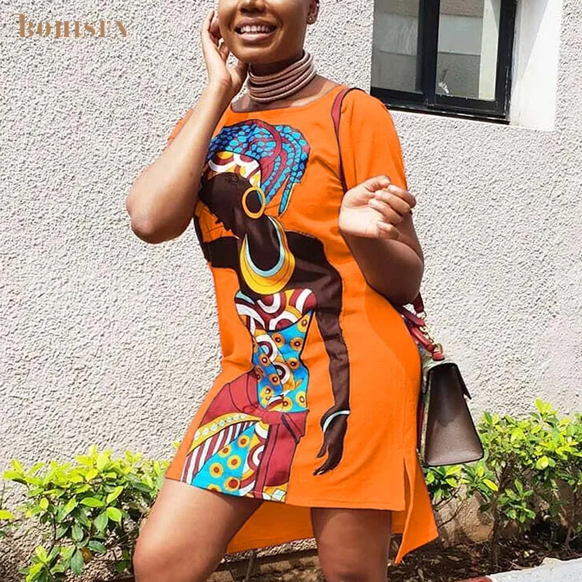 BOHISEN Hot Sales Classic African Women's Dress Dashiki Fashion Printed Long Shirt Dress African Print Clothes For Women