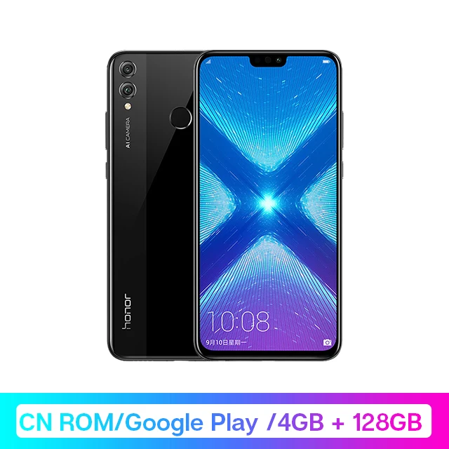 Смартфон Google Play Honor 8X8 X с глобальной ПЗУ, 4 Гб ОЗУ, 64 ГБ/128 ГБ, Восьмиядерный процессор Kirin 710, 6,5 дюйма, 20 МП, двойная тыловая камера, мобильный телефон OTA Промокод: newyear1200/ Промокод: newyear600 - Цвет: 4GB 128GB Black