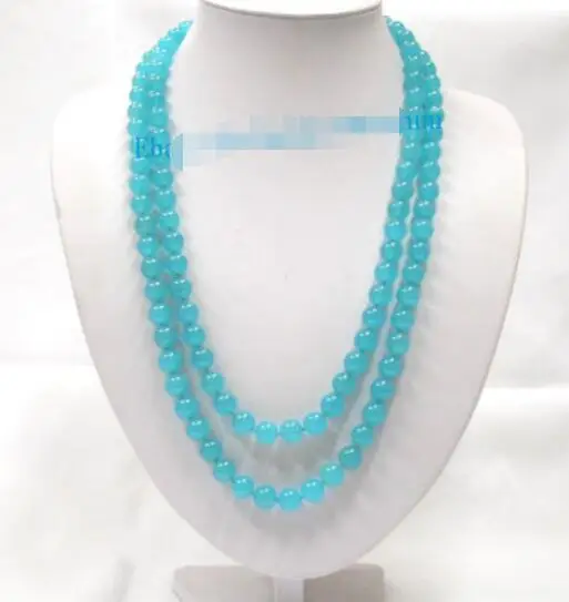 Free Shipping &gt&gt AAA 50&quot nature healthy 10mm sky-blue stone necklace | Украшения и аксессуары